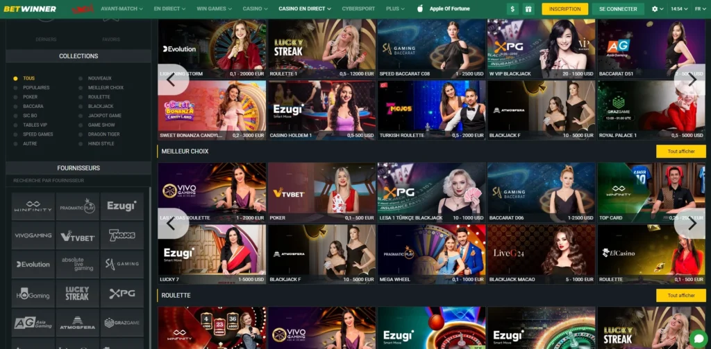 jeux de casino en direct